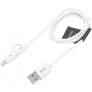 Accura USB to Lightning/microUSB white 1M