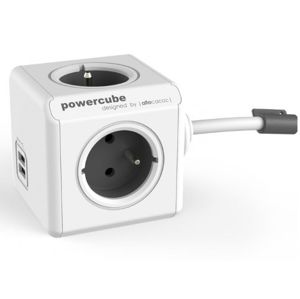 PowerCube Original 4 zásuvky 2x USB 1.5m, šedá