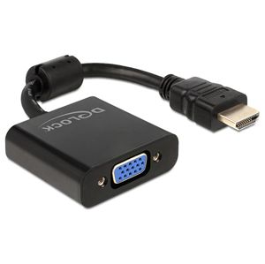 DeLock adaptér HDMI-A(M) - VGA(F) - na kabelu 0.25m černý - 65512