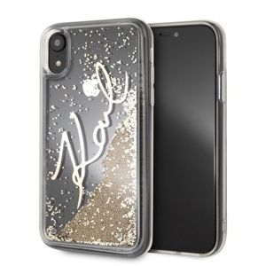 Karl Lagerfeld Hard Case pro iPhone XR zlatý/Signature Liquid Glitter