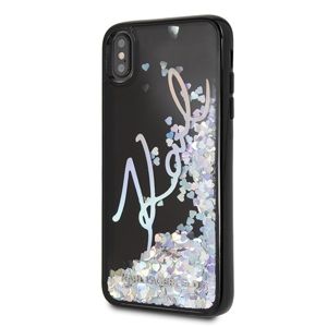 Karl Lagerfeld Hard Case pro iPhone XS Max černý/Signature Liquid Glitter Sequins