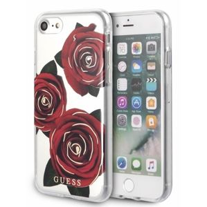Guess Hard Case pro iPhone 7/8 čiré/červená růže/Flower Desire [GUHCI8ROSTR]