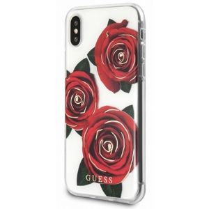 Guess Hard Case pro iPhone X čiré/červená růže/Flower Desire [GUHCPXROSTR]