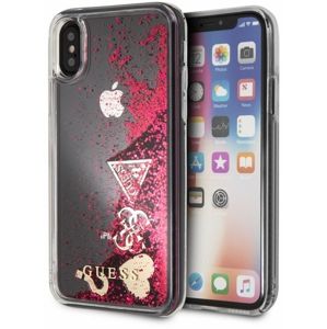 Guess Hard Case pro iPhone X/XS malinový/Glitter Hearts