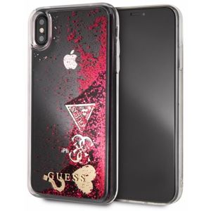 Guess Hard Case pro iPhone XS Max malinový/Glitter Hearts