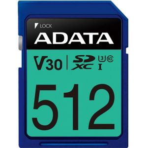 ADATA Premier Pro SDXC 512GB 100R/80W UHS-I U3 Class 10 A2 V30S ASDX512GUI3V30S-R