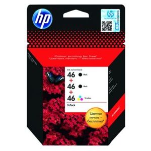HP No. 46 (F6T40AE) 3pack (2 x černá + 1 x barevná) - originální