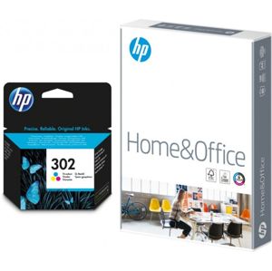 HP No. 302 tribarevný +papír HP Home & Office - originální