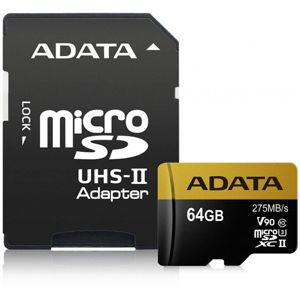 ADATA Premier One microSDXC 64GB 275R/155W UHS-II U3 Class 10 AUSDX64GUII3CL10-CA1