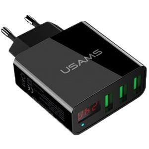 USAMS Led Display Travel Charger 3x USB 3A černý
