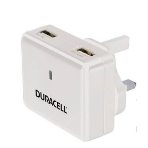 Duracell Travel Charger 1x USB 2.4A 1x USB 1A 5V bílý [DR6001W]