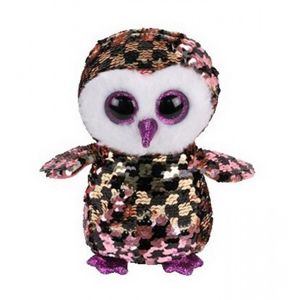 TY Beanie Boos Flippables CHECKS sequin black/pink/gold owl 36673