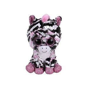 TY Beanie Boos Flippables ZOEY sequin pink zebra 36672