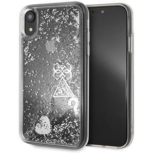 Guess Hard Case pro iPhone XR stříbrný/Glitter Hearts