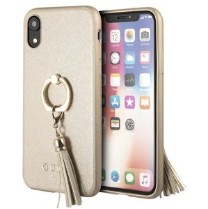 Guess Hard Case pro iPhone XR beżowy/Saffiano with ring stand