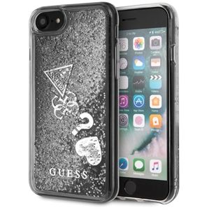 Guess Hard Case pro iPhone 8 stříbrný/Glitter Hearts