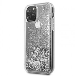 Guess Hard Case do iPhone 11 Pro srebrny/Glitter Hearts