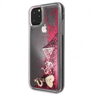 Pouzdro Guess pro iPhone 11 Pro Max malinowy/Glitter Hearts GUHCN65GLHFLRA