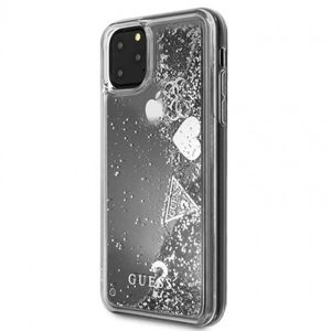 Pouzdro Guess pro iPhone 11 Pro Max stříbrné/Glitter Hearts GUHCN65GLHFLSI