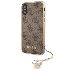 Guess Hard Case do iPhone XS/X brązowy/Charms Collection