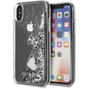 Guess Hard Case pro iPhone X/XS stříbrný/Glitter Hearts