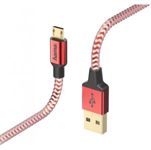 Hama kabel micro USB Reflected 1.5m, červený (178288)