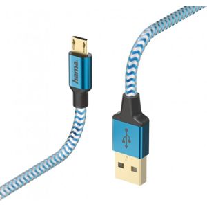 Hama kabel micro USB Reflected 1.5m, modrý (178289)