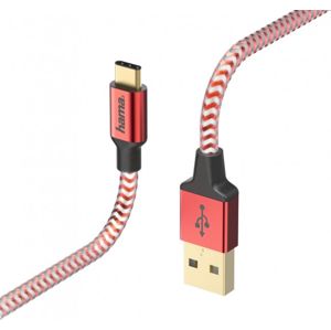 Hama kabel USB-C Reflected 1.5m, červený (178296)