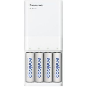 Panasonic BQ-CC87USB + 4 x R6/AA Eneloop 1900 mAh powerbank biała