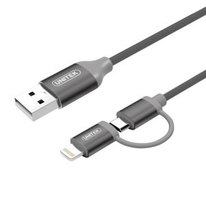 Unitek kabel USB - Lightning/micro USB 1.0m šedý [Y-C4031GY]
