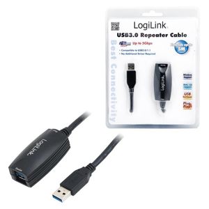 LogiLink prodlužovací kabel USB 3.0 5.0m, Repeater, černý UA0127