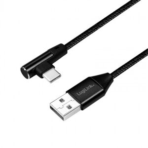 LogiLink USB-C 0.3m úhlový černý