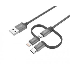 Unitek 3v1 Mobile kabel AiO micro USB/Lightning/USB-C 1.0m šedý [Y-C4036AGY]