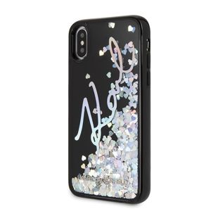 Karl Lagerfeld iPhone X/XS Black PC/TPU Case - Karl Signature - Liquid Glitter - Iridescent Black
