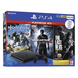 Sony PlayStation 4 Slim 500GB +Horizon Zero Dawn + Uncharted 4 + The Last of Us