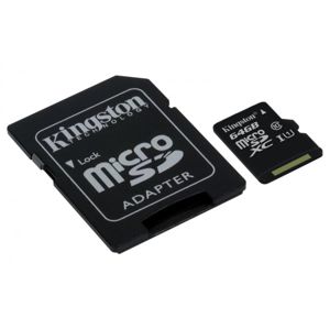 Kingston microSDXC 64GB UHS-I U1 + SD adaptér [SDC10G2/64GB]