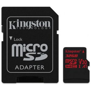 Kingston microSDHC Canvas React 32GB UHS-I V30 + SD adaptér [SDCR/32GB]