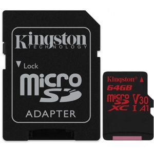 Kingston microSDXC Canvas React 64GB UHS-I V30 + SD adaptér [SDCR/64GB]