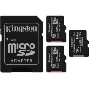 Kingston microSDXC Canvas Select Plus 64GB 100R Class 10 UHS-I 3pak SDCS2/64GB-3P1A