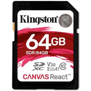 Kingston SDXC Canvas React 64GB UHS-I V30 [SDR/64GB]