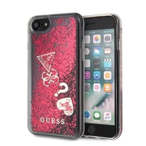 Guess Liquid Glitter Hearts iPhone SE 2020/7/8 malinový