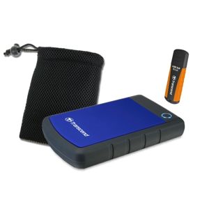Transcend StoreJet 25H3 1TB modrý [TS1TSJ25H3B]+ Flashdisk Transcend JF810 8GB oranžový