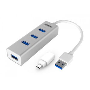 Unitek Hub 4x USB 3.0, hliník + USB Type-C adaptér [Y-3082B]