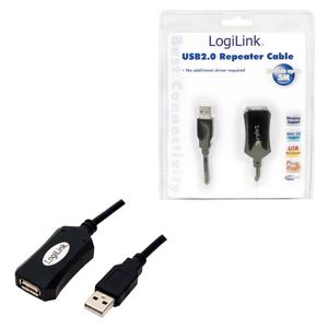 LogiLink prodlužovací kabel USB 2.0 5.0m, Repeater, černý UA0001A