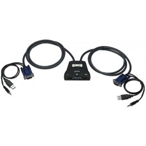 Manhattan Mini KVM Switch 2/1, USB, Audio, černý (151245)